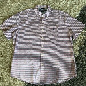 US Polo Men's Blue/White/Red Short Sleeve Button Up Shirt Size XL NWOT